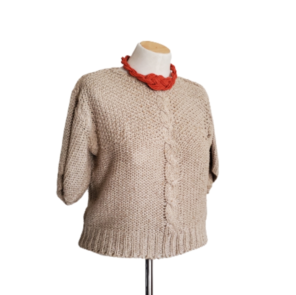 Vintage hand knit short sleeve sweater top